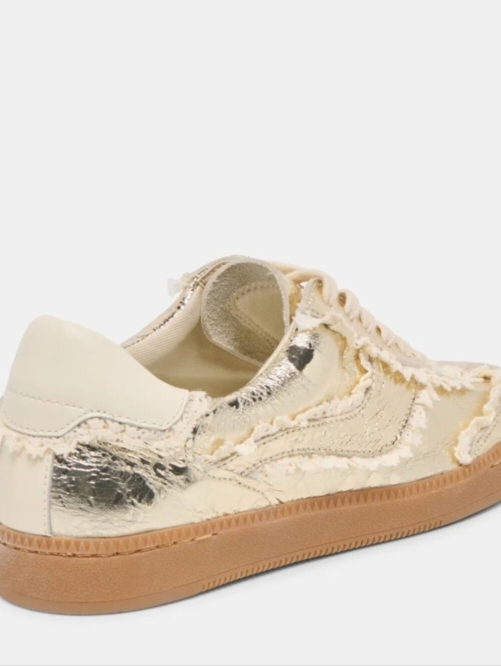 💛▪️Dolce Vita ▪️Notice Lace Sneakers Platinum Distressed Leather - Picture 3 of 6